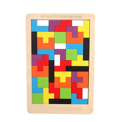 3D Wooden Puzzle Toy Color Shape Cognition Brain Games for Children Wood Jigsaw Puzzles Toys Tangrams for Children Kids