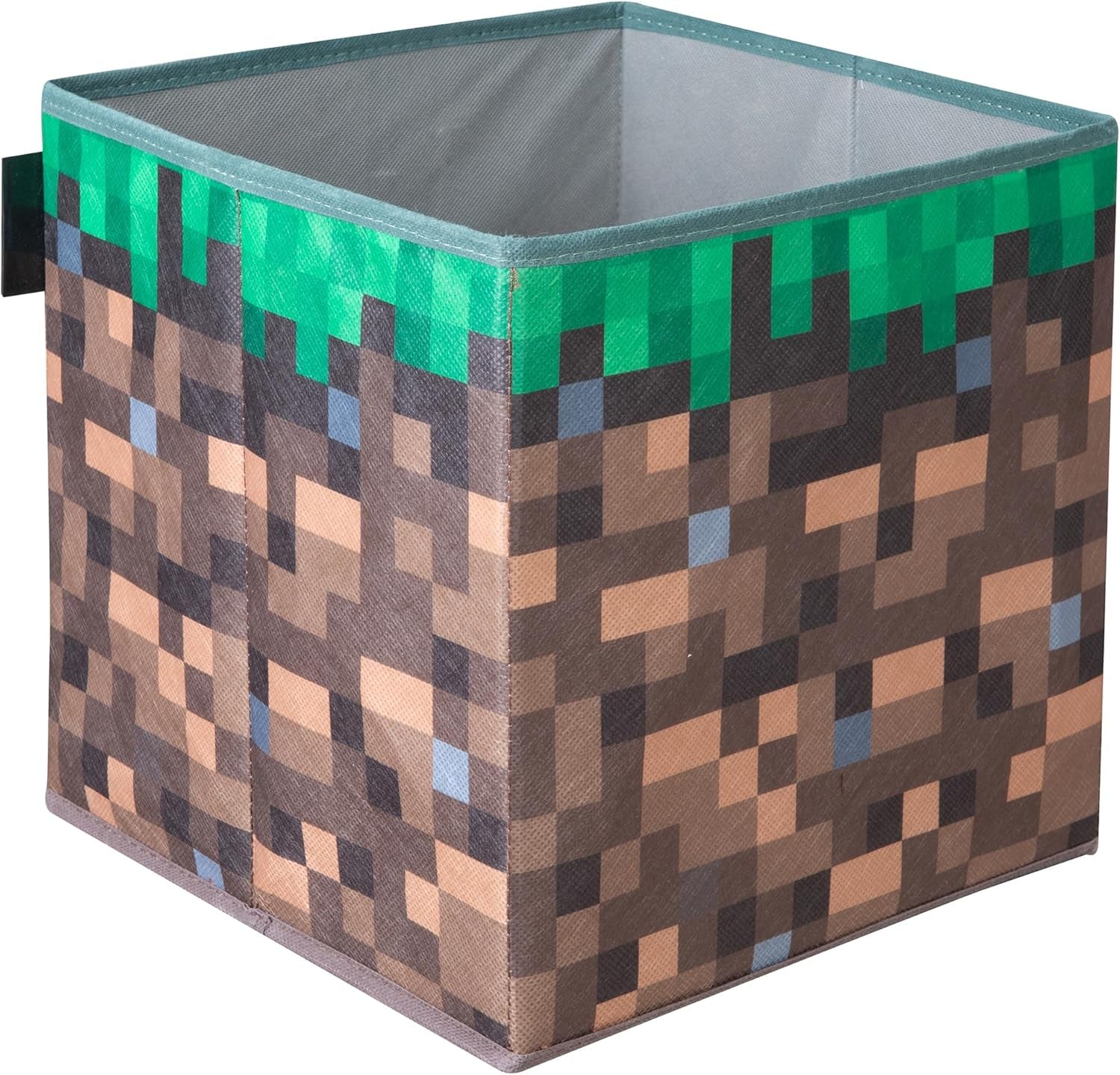 Minecraft: Ottoman - Small - Pixel Grass Block Collapsible Storage W/Lid, Footrest Box,11X.8 Square Cube, Store Toys, Game Theme Decor, Licensed