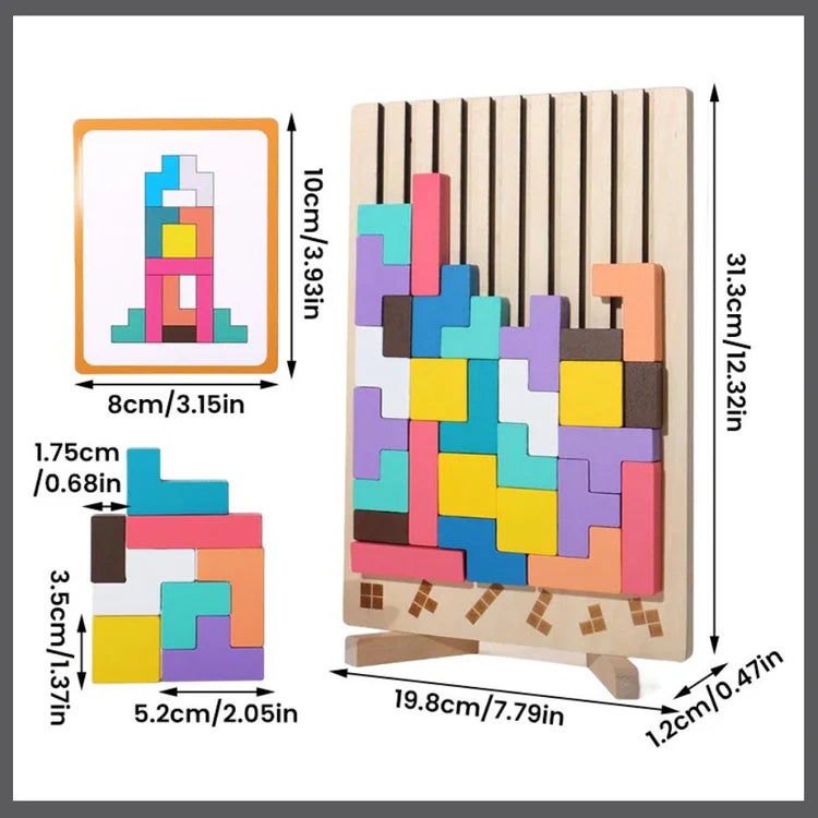 Wooden Puzzle Toy Stacking Game for Family Gathering Activity Brain Teaser STEM for Kids Adults Montessori Educational Sensory